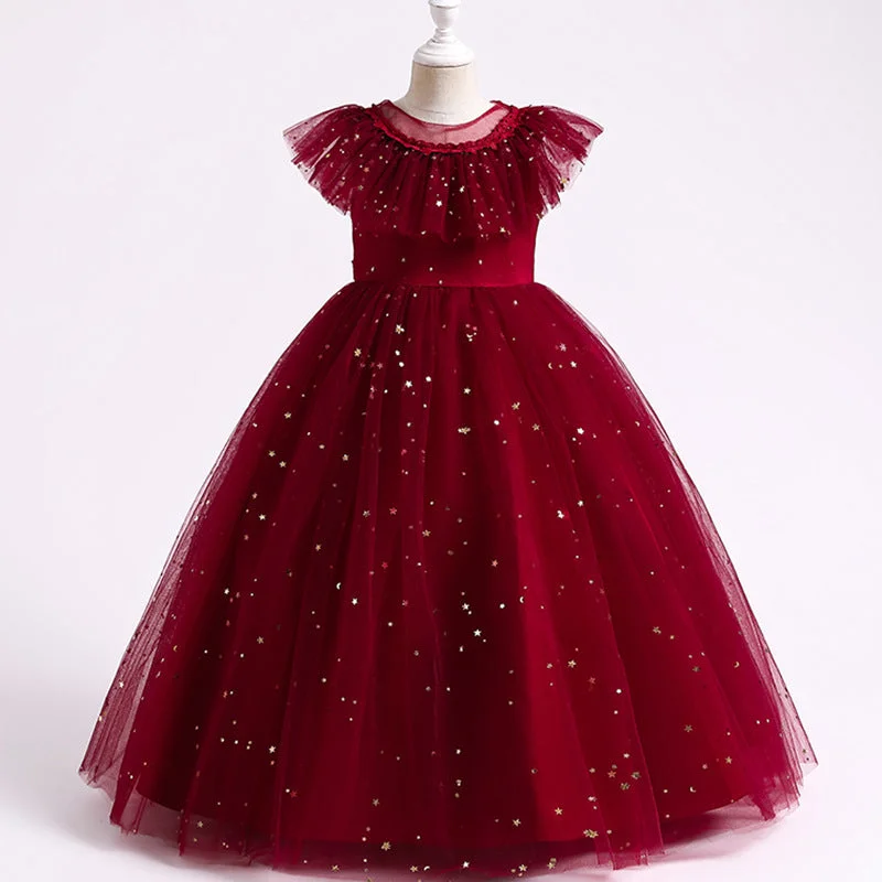 Bargain Prices Girl Christmas Dress First Communion Dress Girl Formal Princess Dress Sequins Mesh Ball Gowns Prom Dress