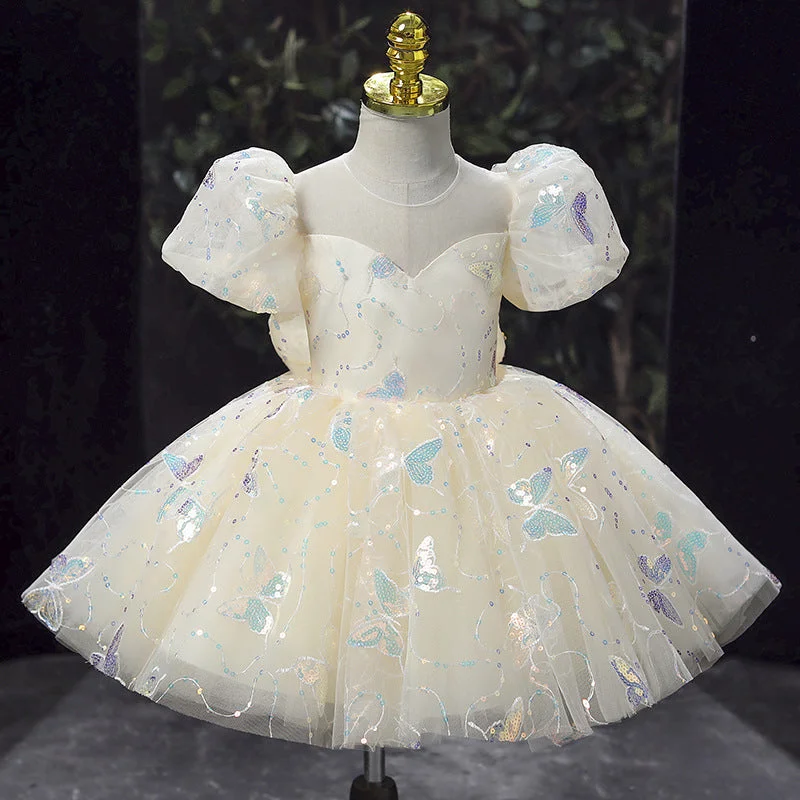 Amazing Deals Baby Girl Pageant Princess Dresses Flowers Girl Butterfly Sequins Birthday Party Dresses