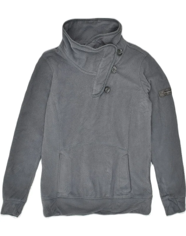 Unmissable Offer BERGHAUS Womens Button Neck Fleece Jumper UK 10 Small  Grey Polyester