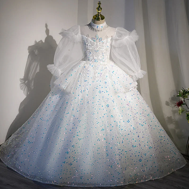 Members Only Girl First Communion Dress Children Flower Birthday Party White Sequin Trailing Pageant Dress Members Only Girl First Communion Dress Children Flower Birthday Party White Sequin Trailing Pageant Dress