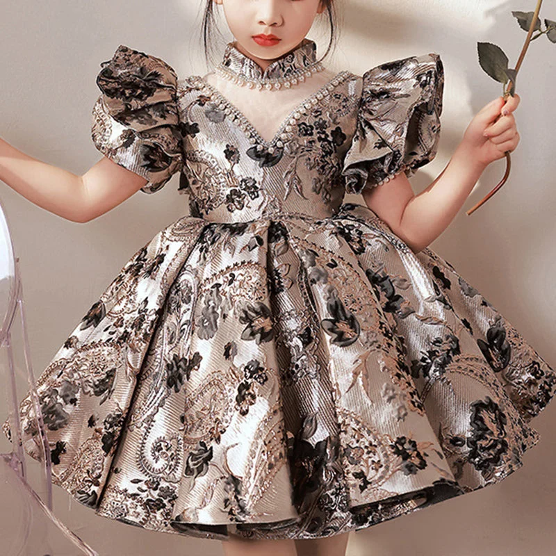 Big Discounts Girls Pageant Dresses Baby Girl Easter Dress Embroidered Flower Vintage Formal Princess Dress