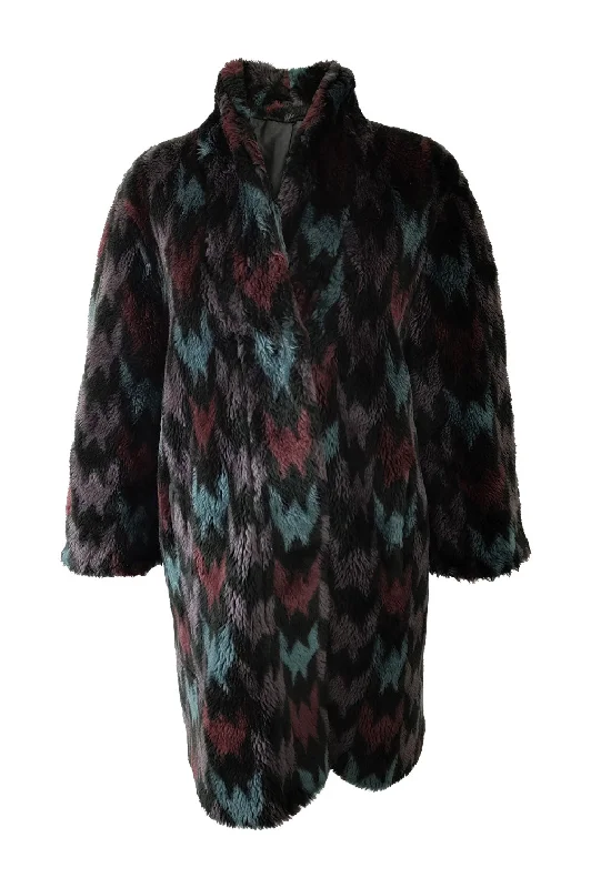 Seasonal Clearance Astraka Vintage Womens Dramatic Printed Faux Fur Coat, 1980s