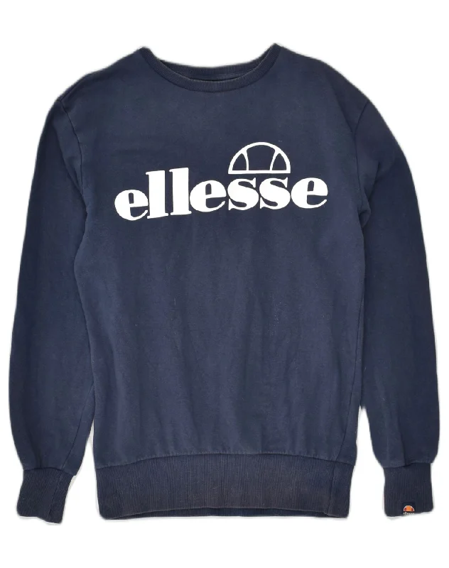 TIME-Limited Offer ELLESSE Womens Graphic Sweatshirt Jumper UK 8 Small Navy Blue Cotton