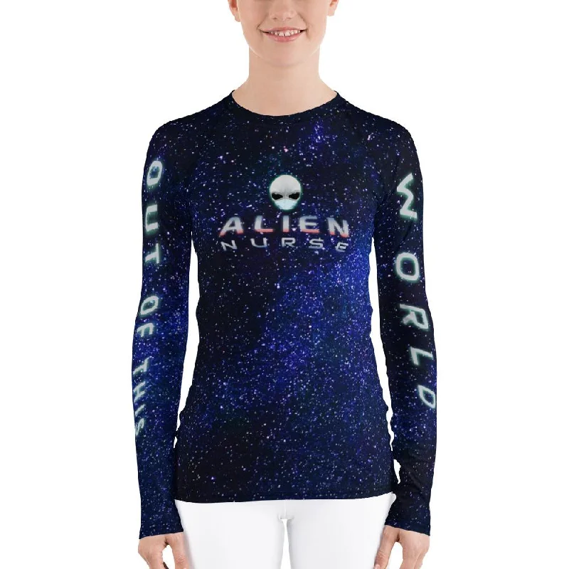 Best Bargains Alien Nurse - SPF38-40+ Women's AOP Starscape Rash Guard