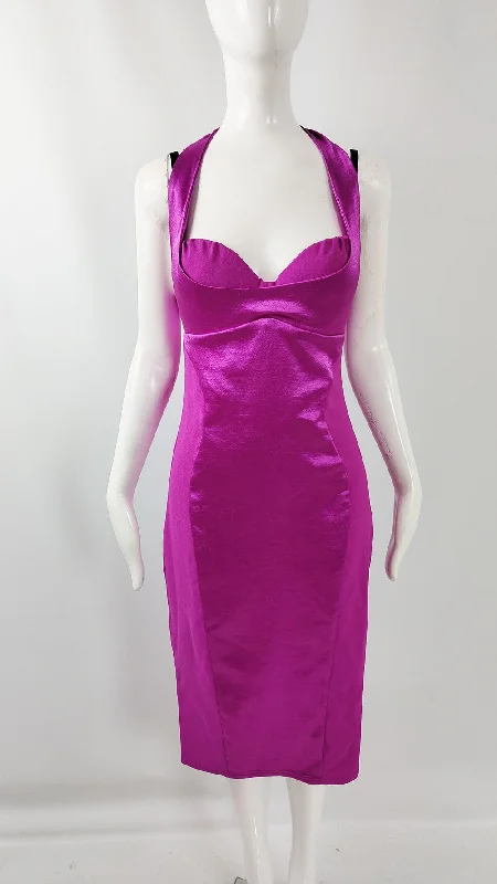 Low Prices Dawn Stretton Vintage Satin Shelf Bust Y2k Cocktail Party Dress, 2000s