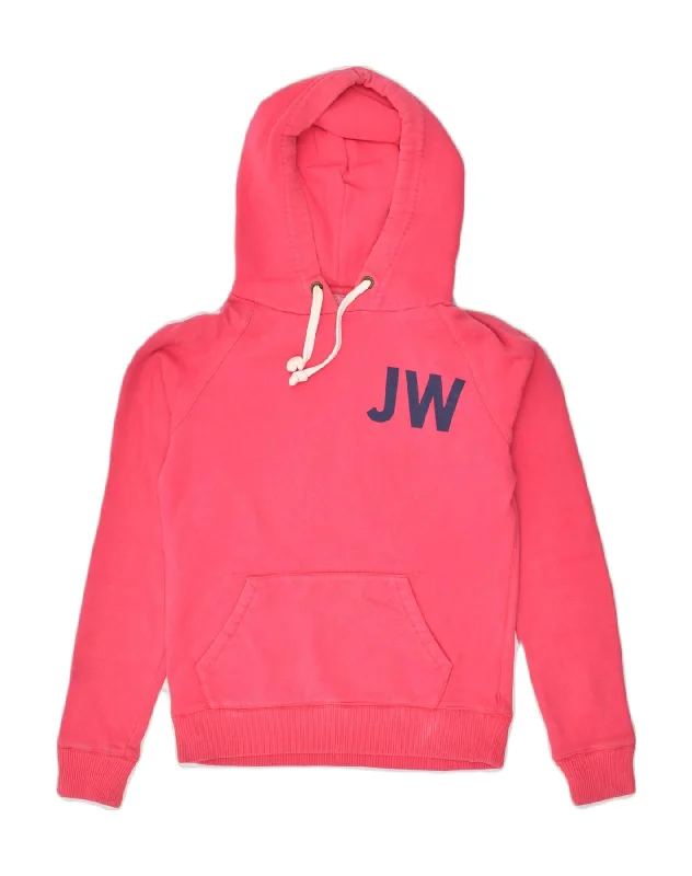 Value Deals JACK WILLS Womens Graphic Hoodie Jumper UK 8 Small  Pink Cotton