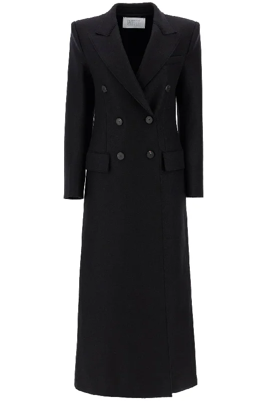 Act Fast Double-breasted Pressed Wool Coat  - Black
