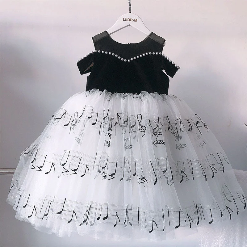 Bargain Bin Baby Girl Formal Dress Girl Black Princess Dress Beaded Puffy Birthday Party Dress