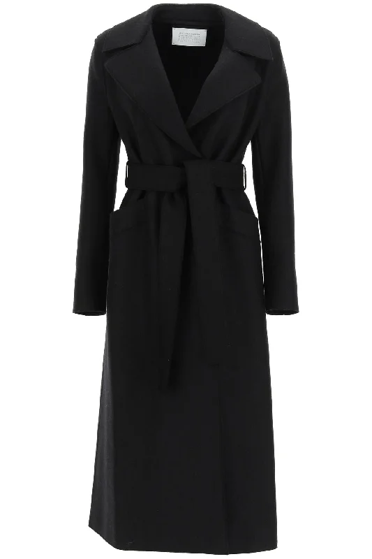 Factory Direct Sale Long Coat In Pressed Wool  - Black
