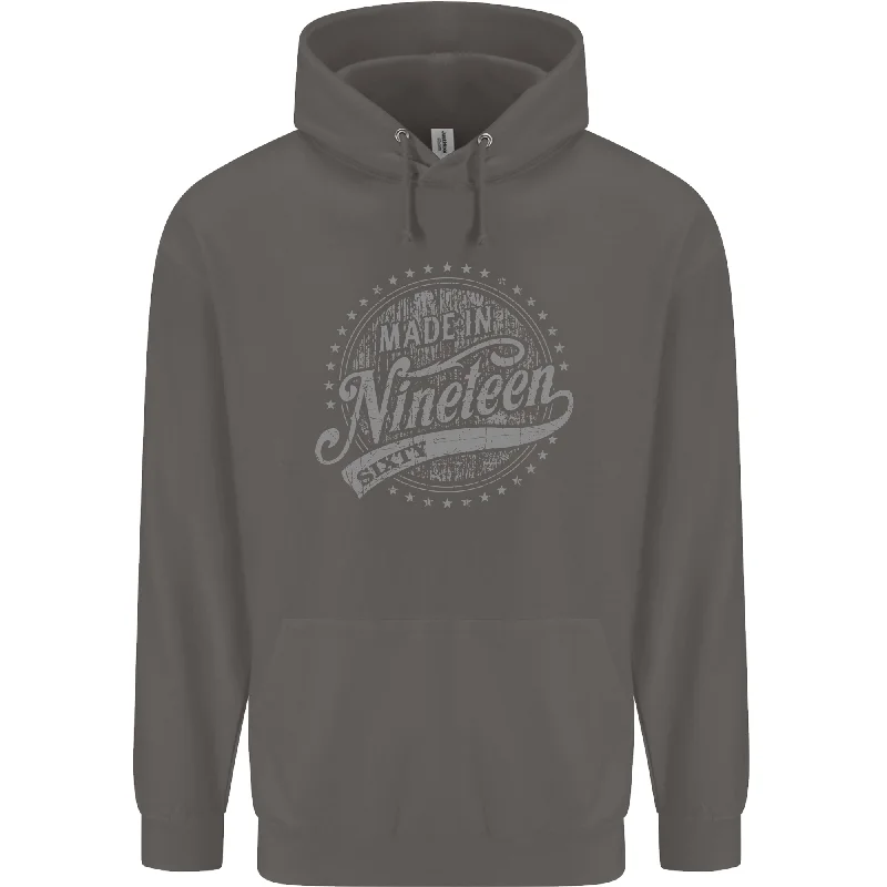 Final Clearance Distressed 64th Birthday Made In 1960 Mens 80% Cotton Hoodie Charcoal