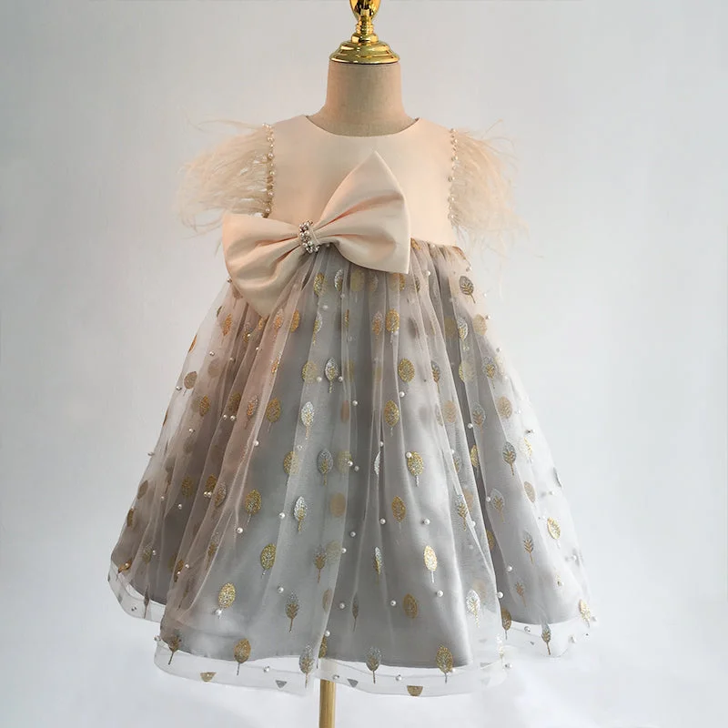 Season Finale Sale Toddler Prom Gowns Girl Princess Summer Bow Sequins Communion Pageant Party Dress