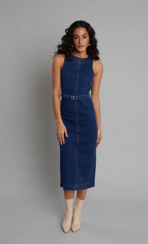 Deep Discounts Dark Denim Midaxi Shift Dress