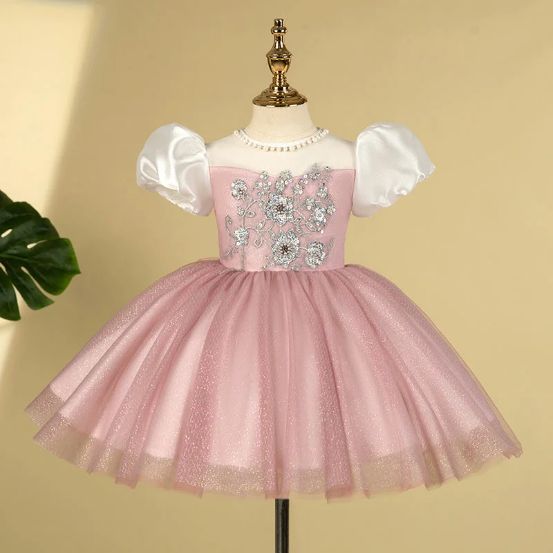 YEAR-End Sale Baby Girl Dress Toddler Prom Party Sequin Embroidery Princess Dress