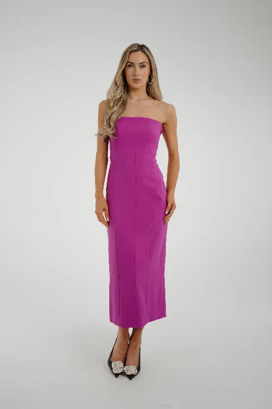 Value Deals Pia Strapless Midi Dress In Magenta
