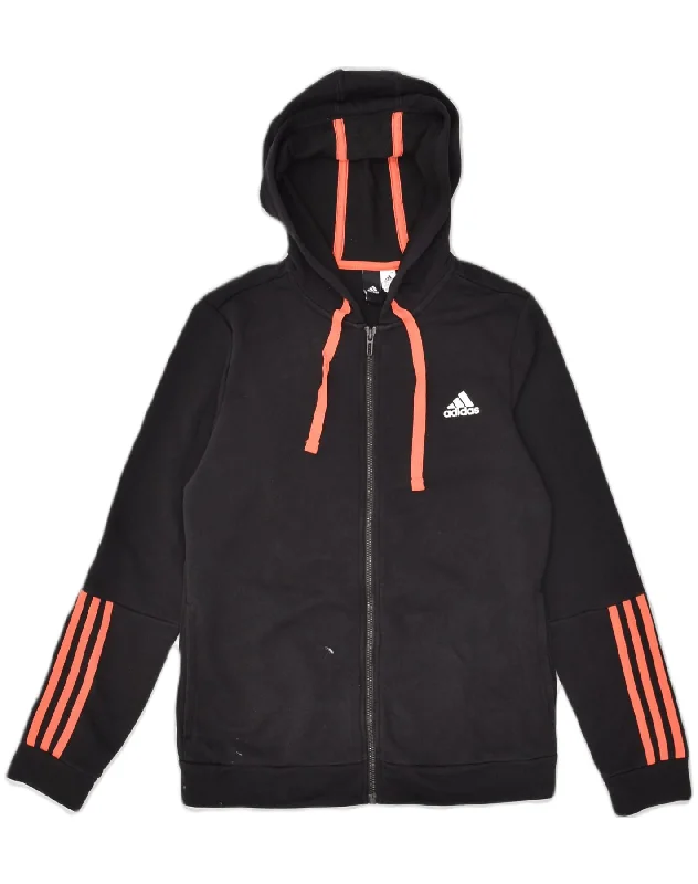 Huge Discounts ADIDAS Womens Zip Hoodie Sweater UK 12 Medium Black Cotton
