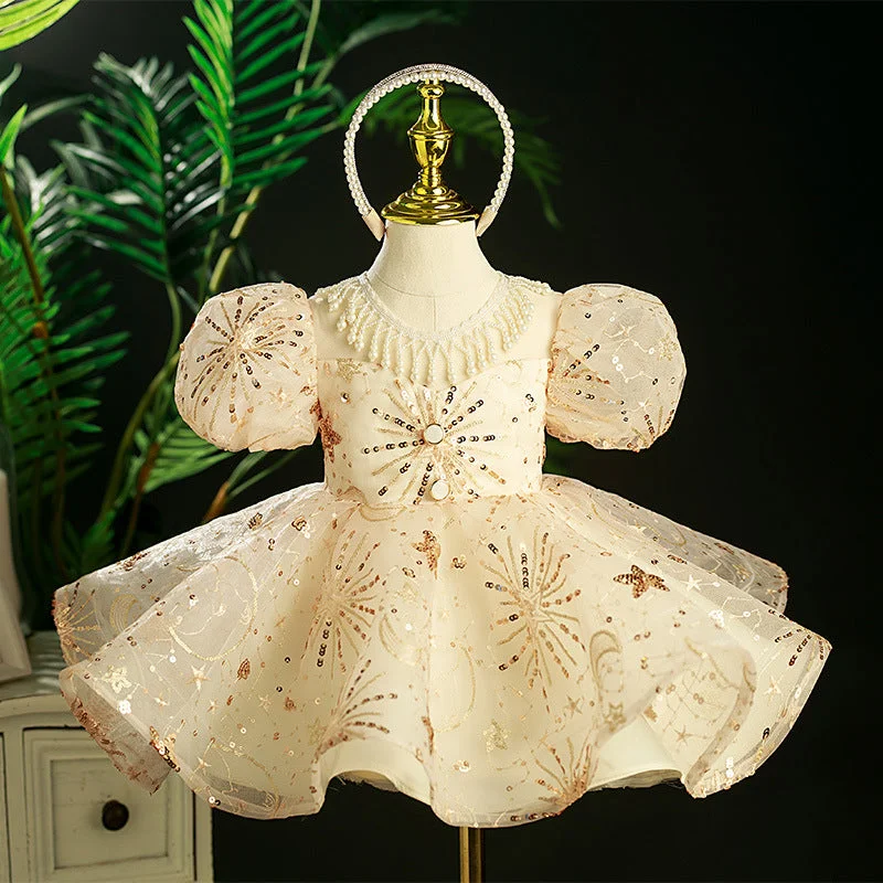 Online Specials Baby Girl Christening Dress Toddler Summer Sequin Pearl Birthday Party Dress