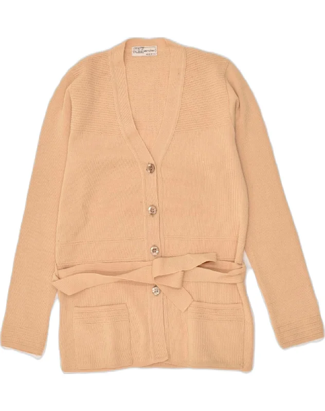 Price Fest VINTAGE Womens Cardigan Sweater UK 14 Medium Beige Wool