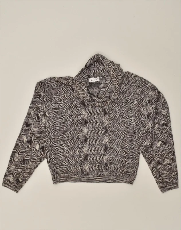 Limited Time VINTAGE Womens Roll Neck Jumper Sweater UK 20 2XL  Grey Herringbone