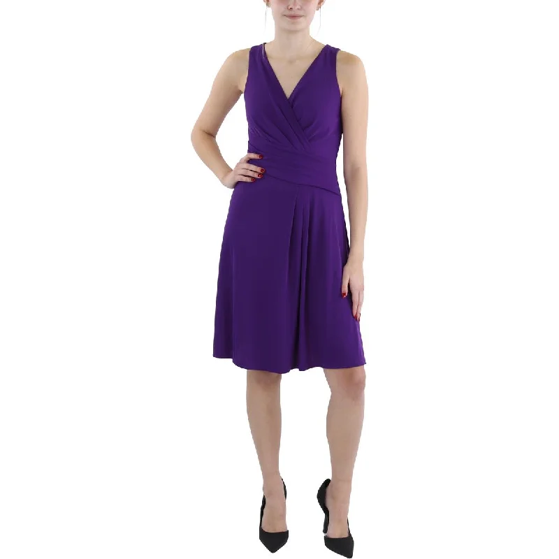 Lauren Ralph Lauren Womens Drapey Midi Cocktail And Party Dress