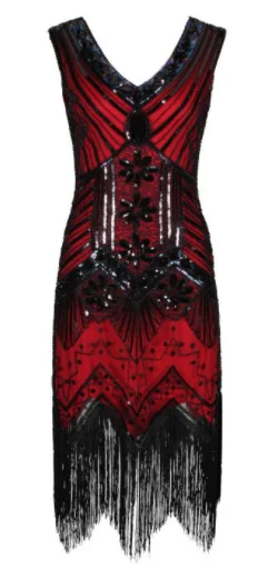 Season Finale Sale Gloria 1920s Flapper Dress Red