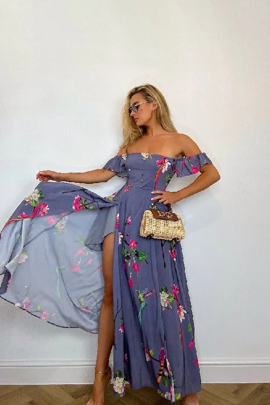 Instant Discount Kands London Chiffon Off-Shoulder Dress