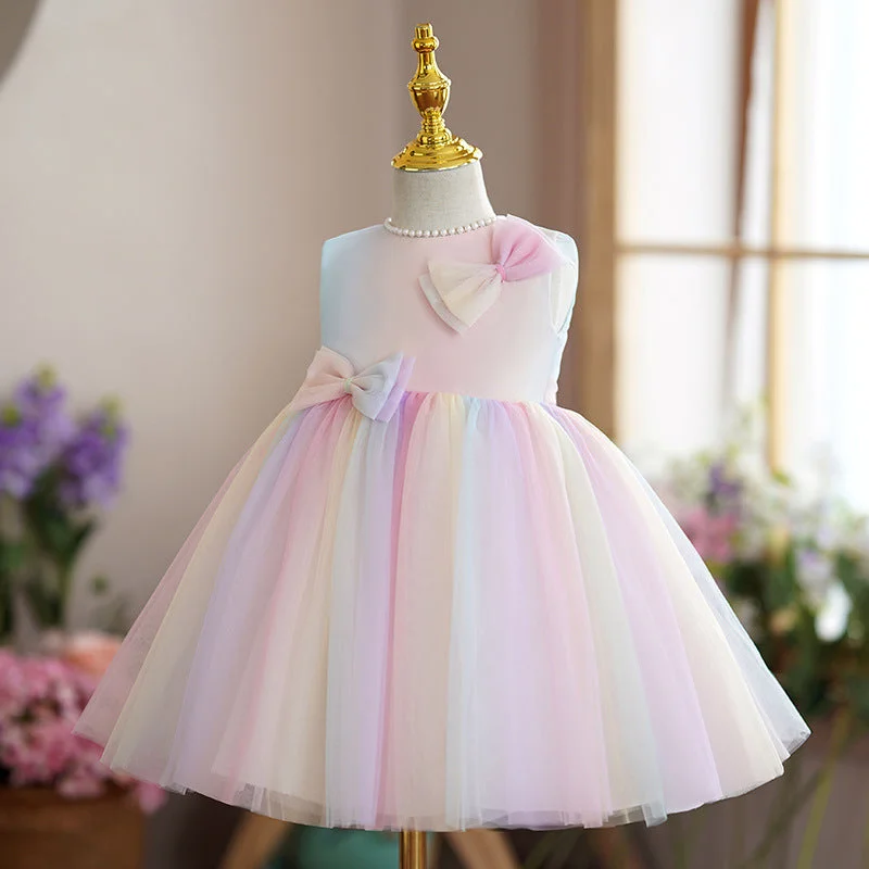 Overstock Sale Baby Girl Easter Dress Princess Dress Summer Bow Sleeveless Puffy Birthday Party Dress