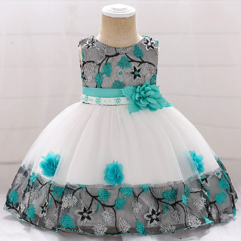 Major Savings Baby Girl Elegant Flower Embroidery Puffy Princess Party Dress