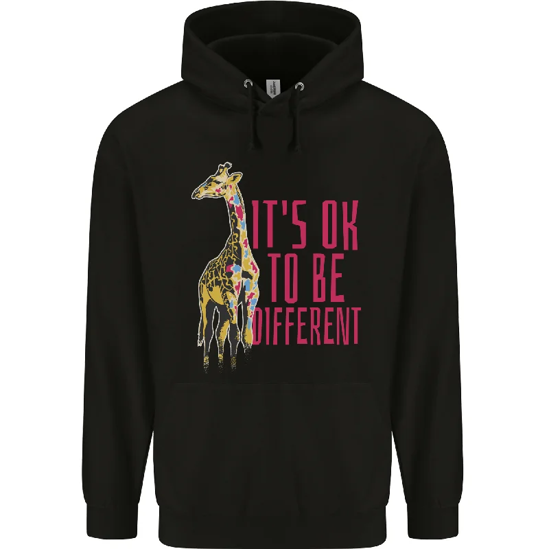 Great Deals Giraffe Autism Its Okay to Be Different Mens 80% Cotton Hoodie