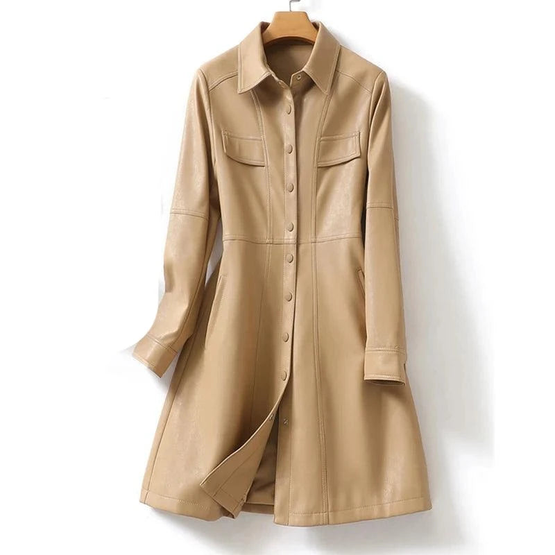 Bargain Bin Casual Midi Leather Women Coat