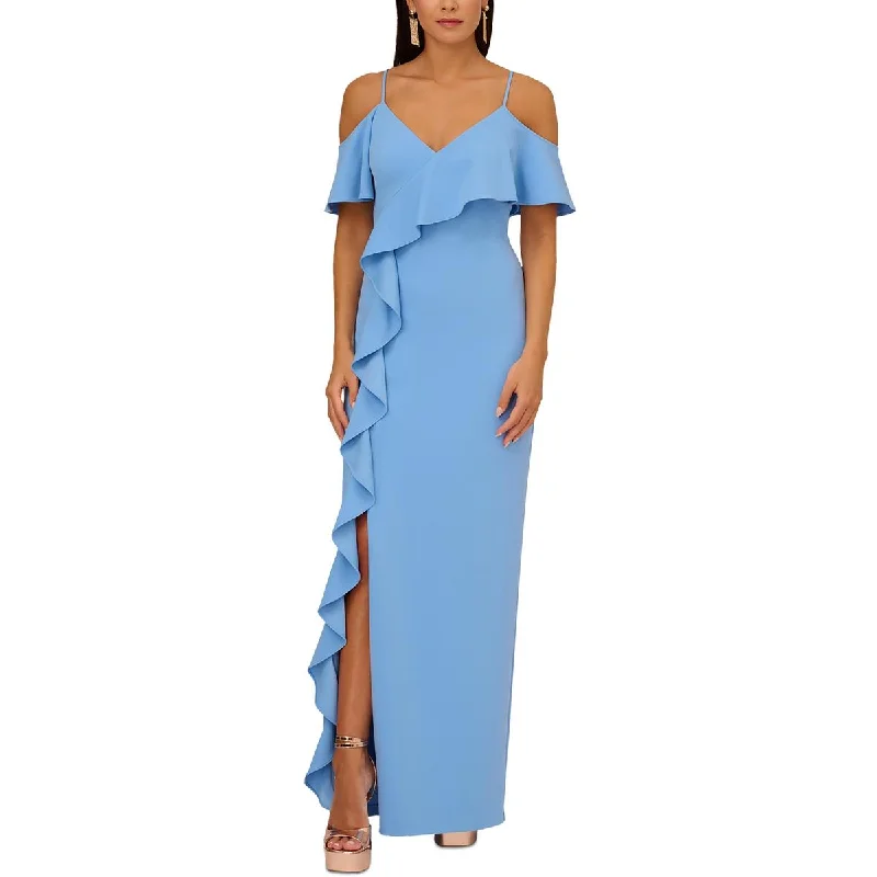 Aidan by Adrianna Papell Womens Ruffled Maxi Evening Dress