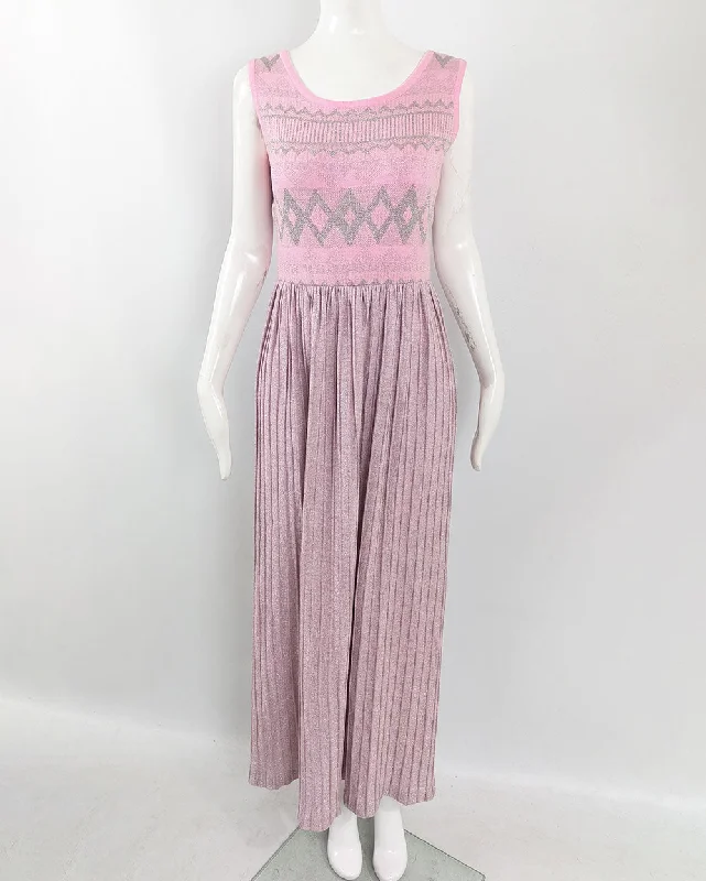 Special Savings Louis Feraud Vintage Pink & Silver Knit Dress, 1970s