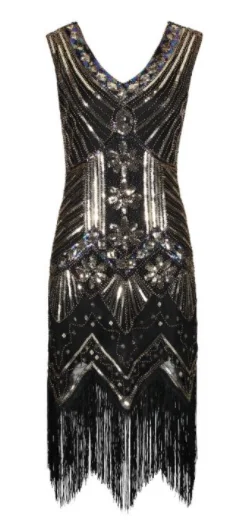 Midnight Sale Gloria 1920s Flapper Dress Gold