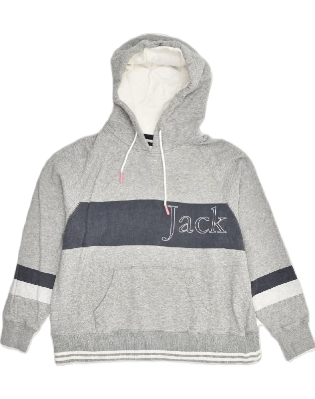 Referral Discount JACK WILLS Womens Oversized Graphic Hoodie Jumper UK 16 Large  Grey