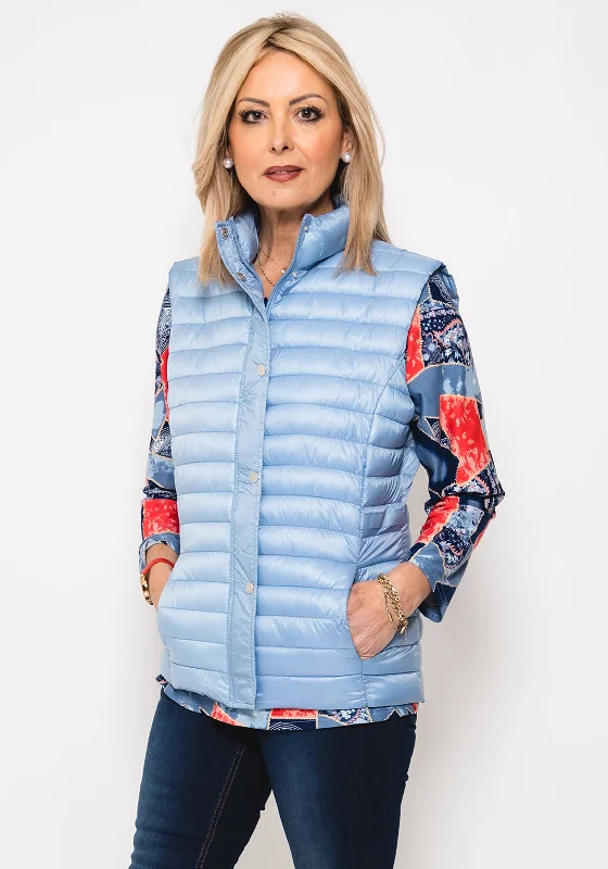 Massive Deals Leon Collection Ribbon Trim Quilted Gilet, Powder Blue