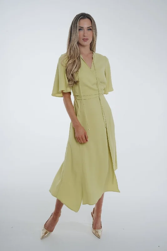 Limited Time Kayla Overlay Detail Dress In Olive