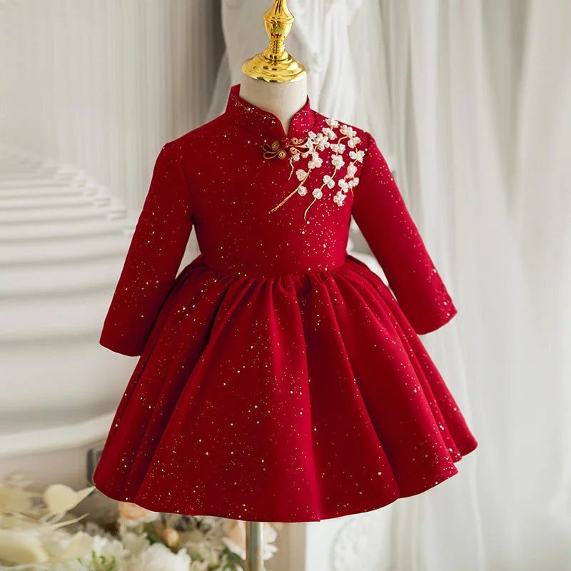 Crazy Savings Girl Christmas Dress Baby Girl Princess Dress Winter Stand Collar Red Embroidered Dress Girl Birthday Party Dress Crazy Savings Girl Christmas Dress Baby Girl Princess Dress Winter Stand Collar Red Embroidered Dress Girl Birthday Party Dress