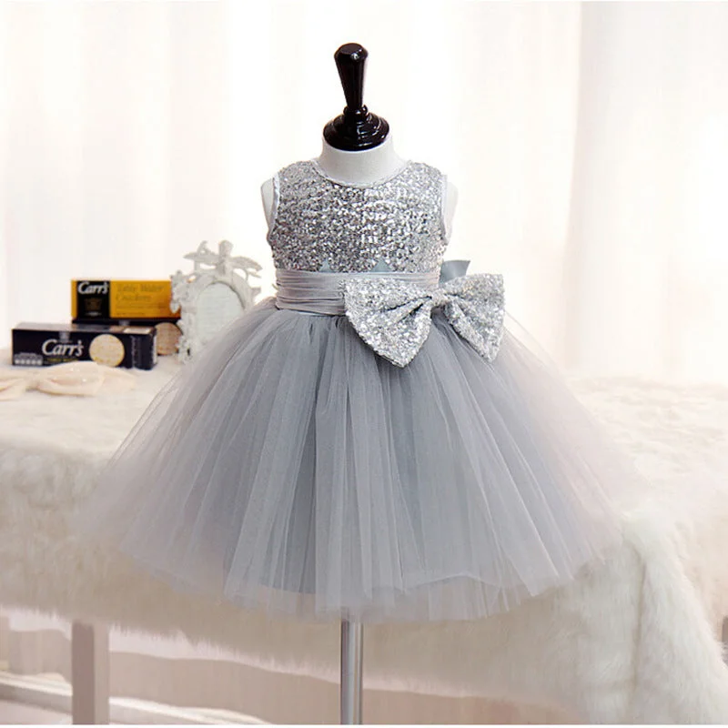 Shop and Save Girl Formal Princess Dresses Baby Girl Gray Sequin Sleeveless Puffy Birthday Party Dresses Toddler Ball Gowns Prom Dress