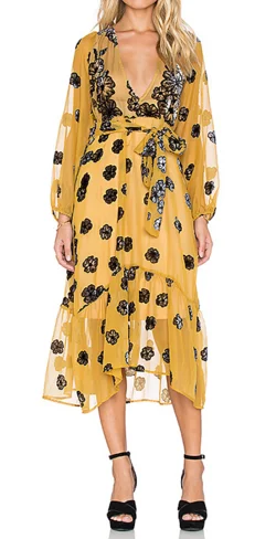 Special Promotion Heather Scarf Dress Mustard