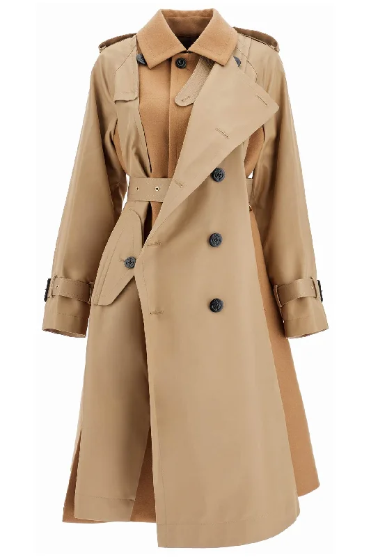 Weekend Special Hybrid Coat In Gabardine And  - Beige