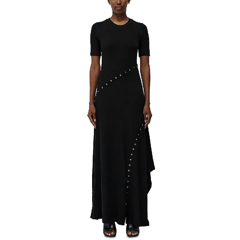 SIMKHAI Womens Full Length Ribbed Knit Maxi Dress