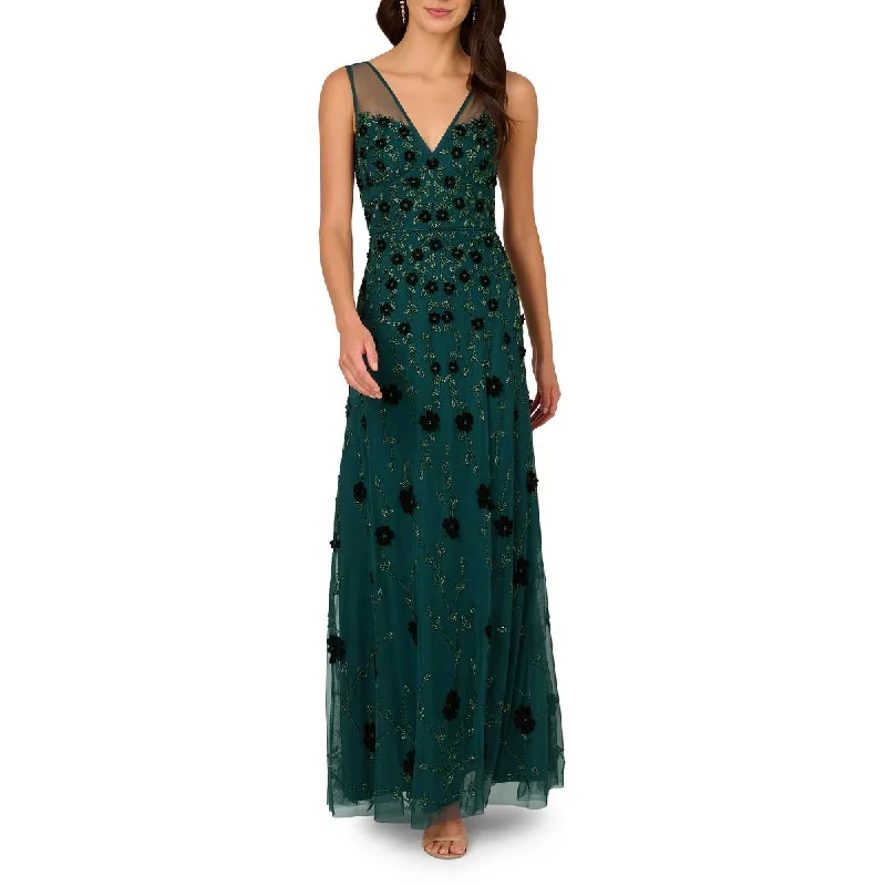 Adrianna Papell Womens Foramal Beaded Evening Dress