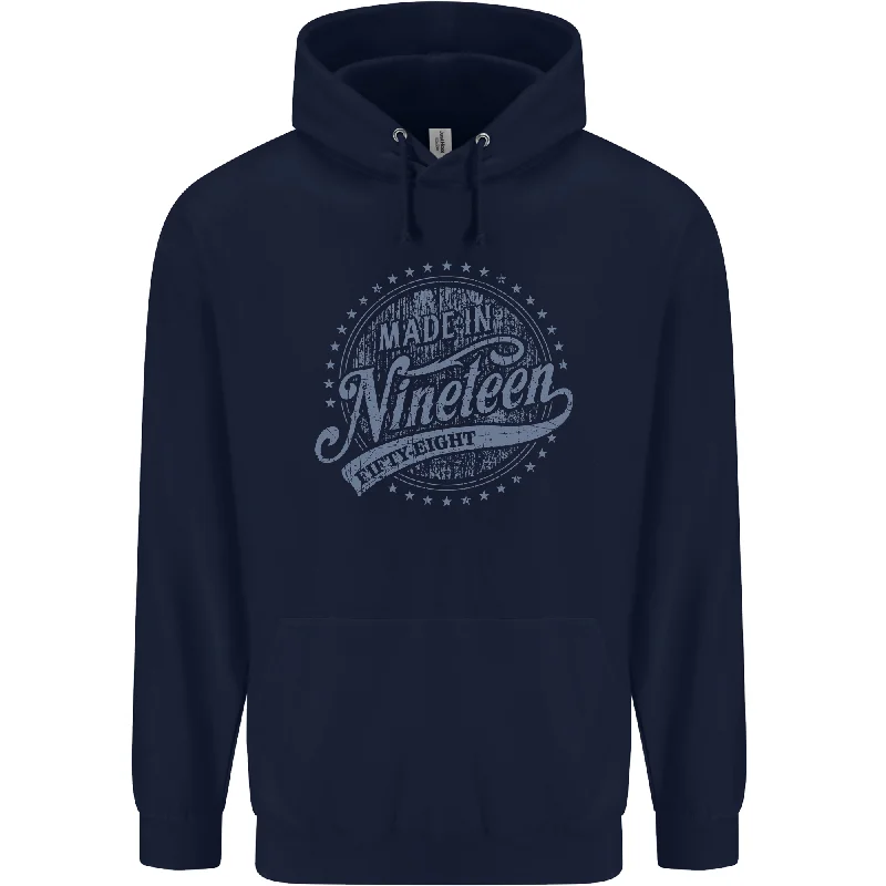 Markdowns Distressed 66th Birthday Made In 1958 Mens 80% Cotton Hoodie Navy Blue