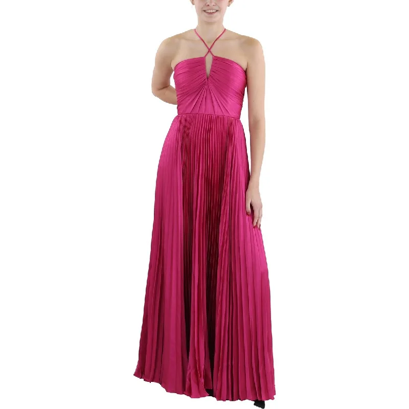 ML Monique Lhuillier Womens Pleated Tea Length Evening Dress