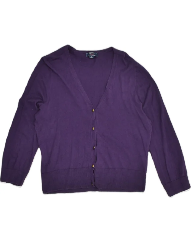 Markdowns CHAPS Womens Cardigan Sweater UK 14 Large Purple Cotton