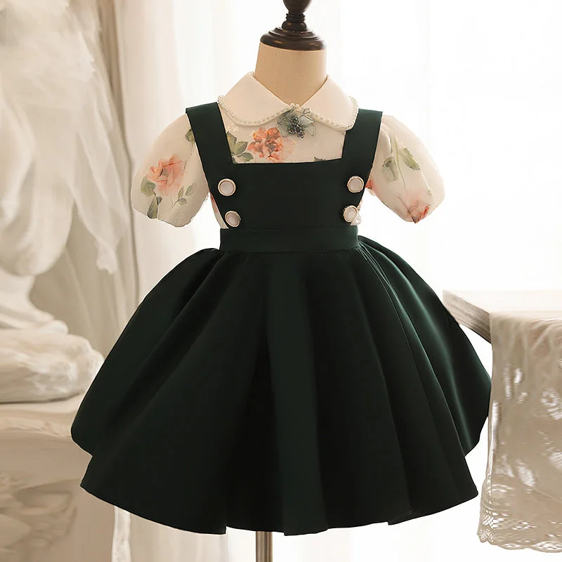 Price Break Baby Girl Easter Dress Pageant Vintage Print Doll Collar Sweet Princess Dress