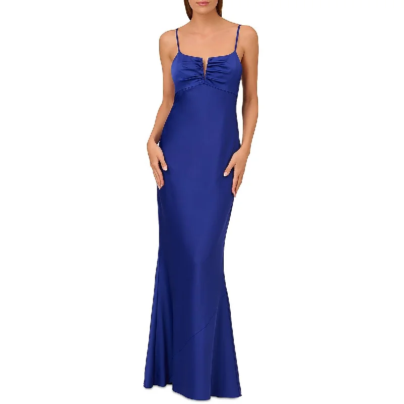 Liv Foster Womens Key Hole Neck Ruched Evening Dress