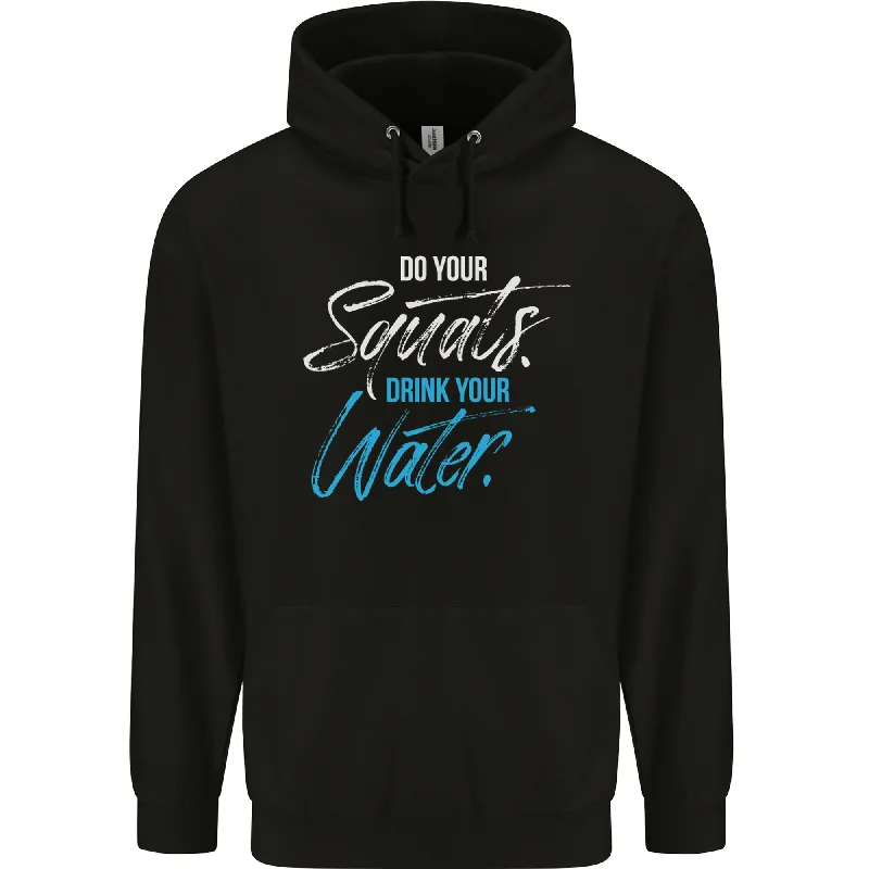 Doorbuster Deal Do Your Squats Drink Water Gym Training Top Mens 80% Cotton Hoodie