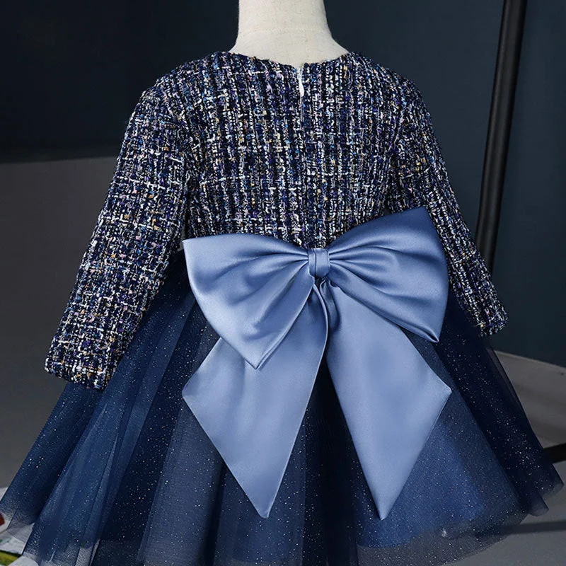 Now or Never Girls Pageant Dresses Baby Girl Blue Long Sleeve Luxury Bow Fluffy Birthday Party Dress Now or Never Girls Pageant Dresses Baby Girl Blue Long Sleeve Luxury Bow Fluffy Birthday Party Dress