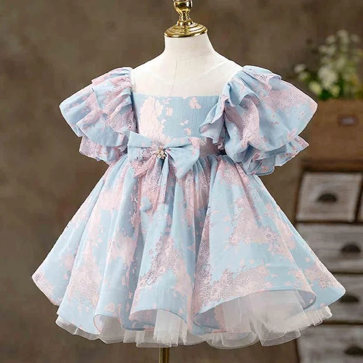 Special Promotion Baby Girl and Toddler Summer Puff Sleeve Bow Princess Party Dress
