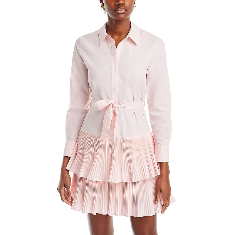 Derek Lam 10 Crosby Womens Tiered Collared Shirtdress